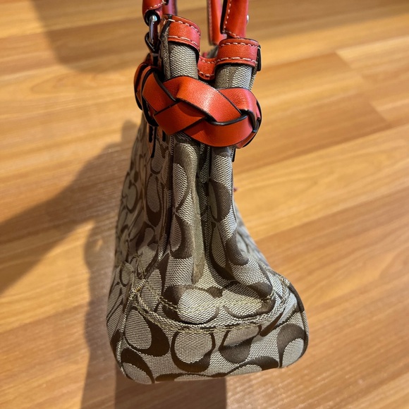 Vintage Coach Signature Hampton Braided Coral Trim Purse Handbag F13065 - Picture 4 of 15
